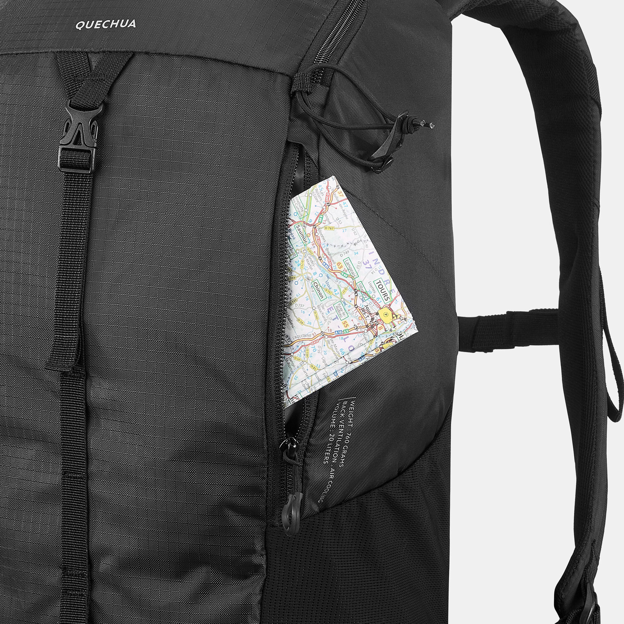 Quechua MH100 20L Lightweight Hiking Backpack for Men & Women - Water-Resistant Daypack for Outdoor Adventures, Camping & Travel