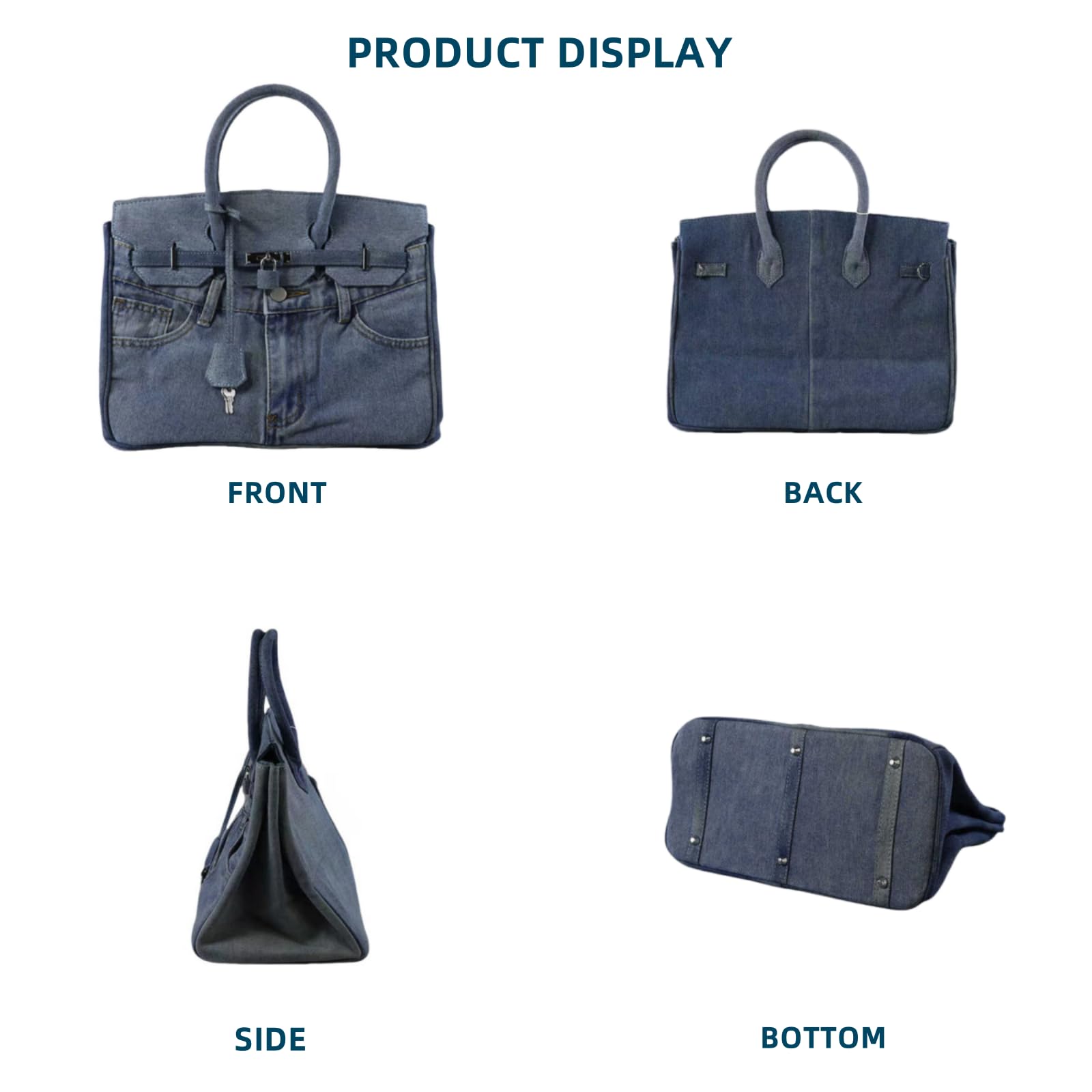Women's Denim Tote Bag - Spacious Retro Shoulder Bag for Beach & Casual Outings