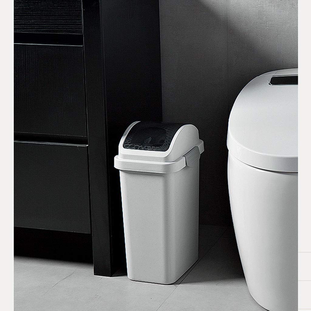 Stainless Steel Rocking Lid Trash Can - 13 Gallon Kitchen Garbage Bin with Odor Control, Narrow Design for Small Spaces - Perfect for Home, Office, Bathroom & Recycling Use
