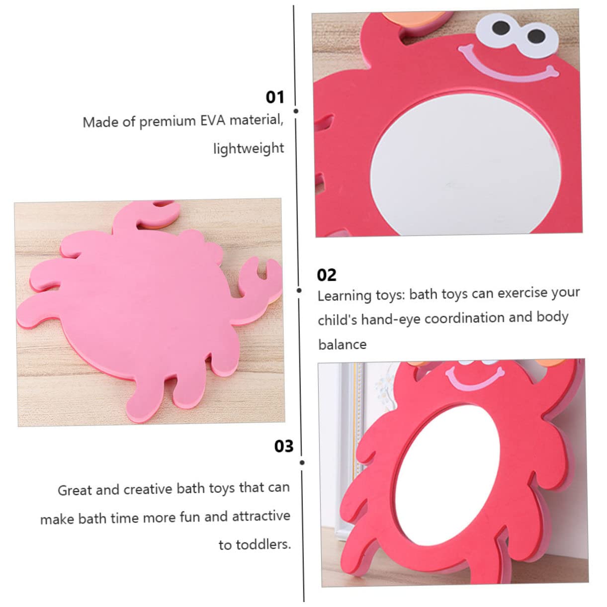VICASKY 20 Pcs Cartoon EVA Bathtub Mirror Toys for Kids - Waterproof Bath Time Fun, Floating Bathroom Accessories for Toddlers & Babies - Perfect for Sensory Play and Learning During Bath Time