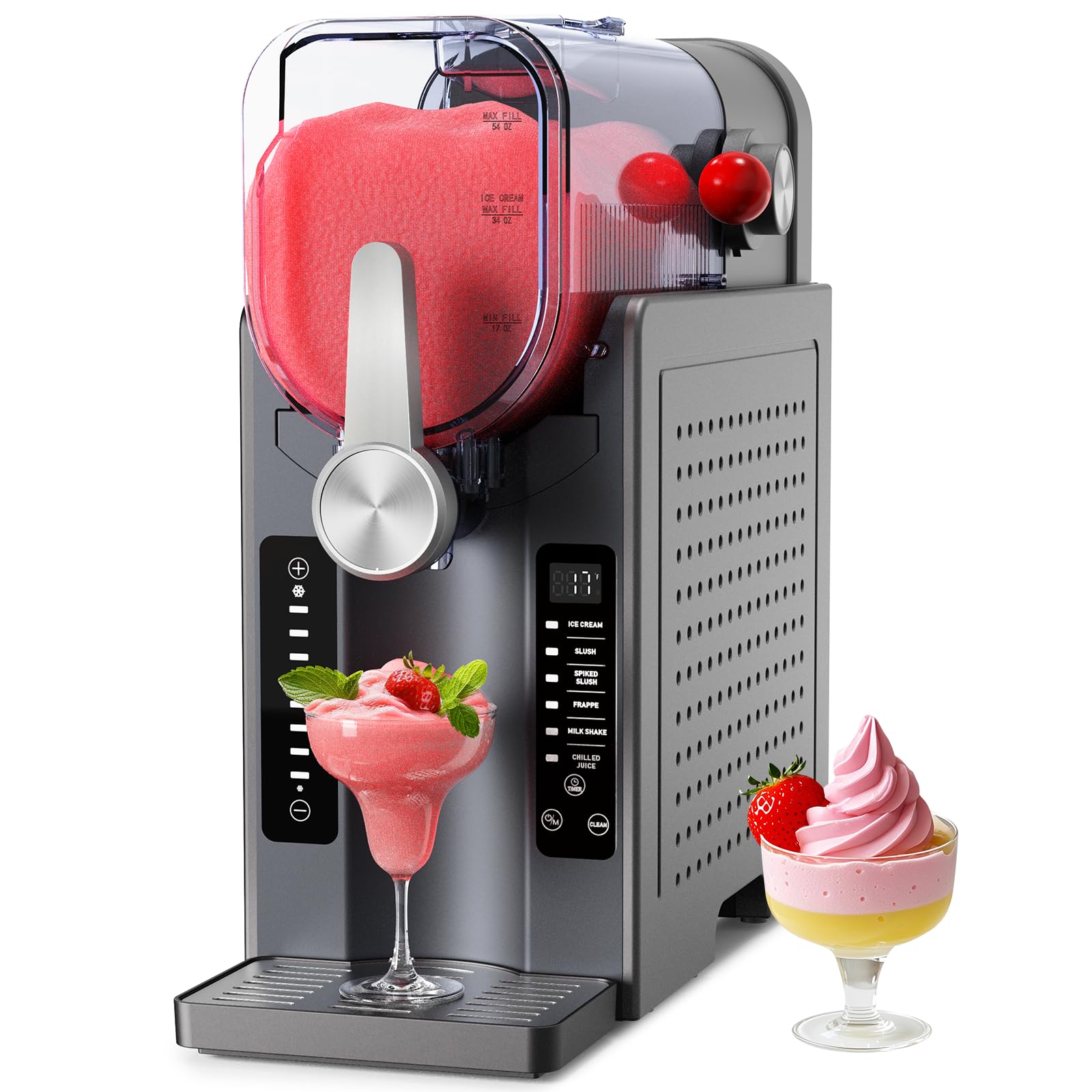 Professional Slushie Machine - 70 oz Frozen Drink Maker No Ice Needed with LED Display - One-Touch Timer & 6 Pre-set Programs for Margaritas, Frappés, Ice Cream - Perfect for Home Parties, Bars, Cafes, and Summer Gatherings
