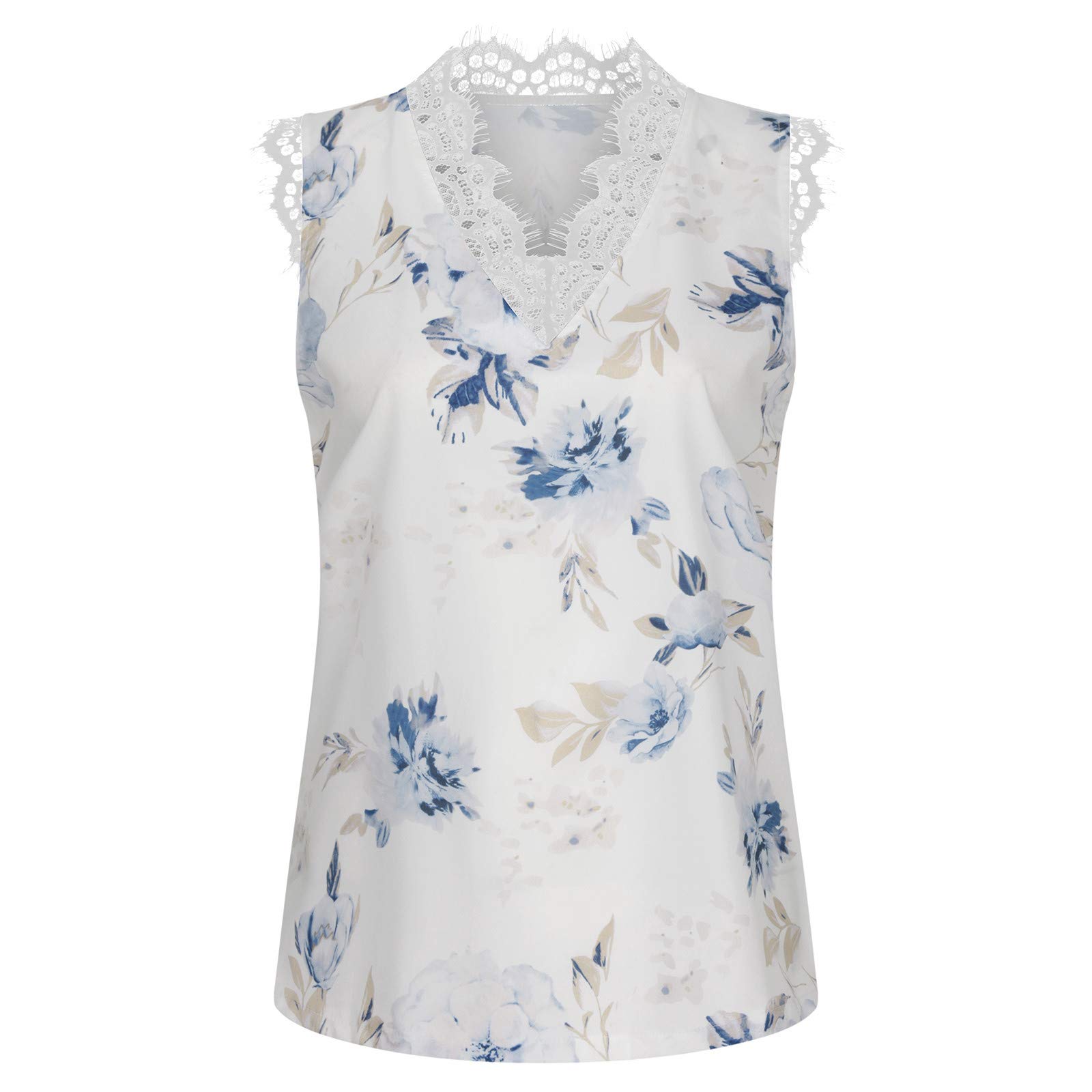 Embroidered Halter Tops for Women - Loose Fit Lace Tank Tops, Sexy Sleeveless Camisole with Floral Print - White XXXL - Perfect for Summer Outfits, Beach Wear & Casual Fashion