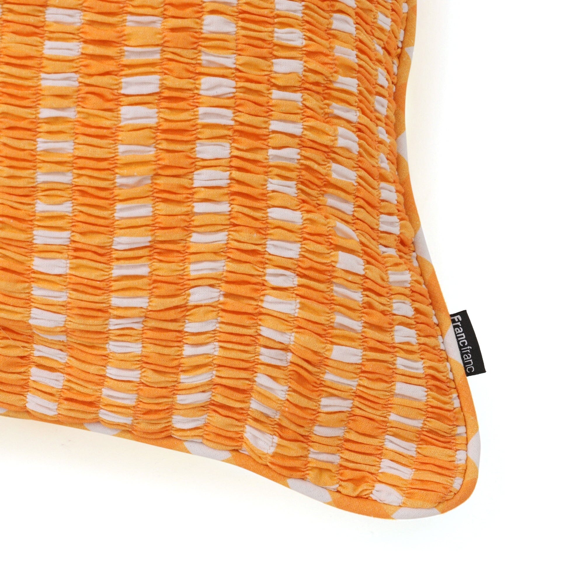 Gather Check Cushion Cover 18x18 Inches Orange - Soft Decorative Pillow Case for Sofa, Bed, Chair - Home Decor & Living Room Accessories