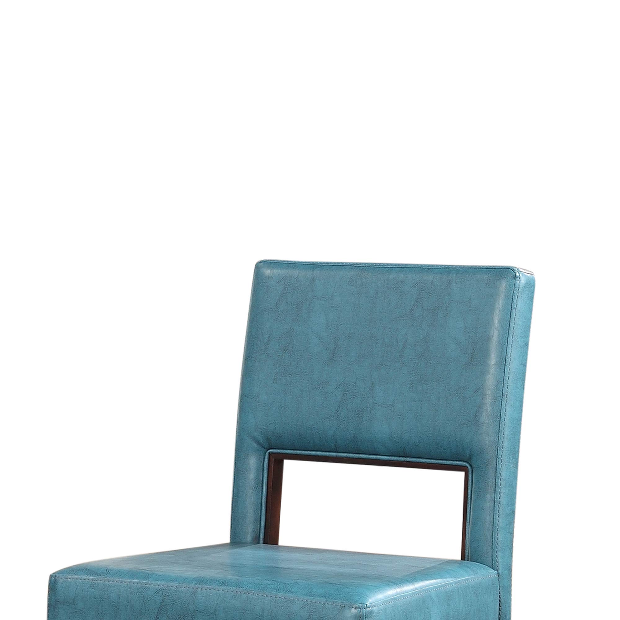 Benjara Wooden Bar Stool with Padded Seat & Open Backrest - Blue & Brown - Perfect for Kitchen Islands, Breakfast Bars & Home Decor