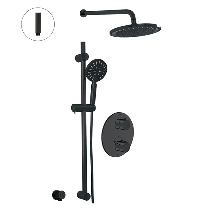 ALT CIRCO Thermostatic Shower System - 2 Functions (Black & Chrome) for Luxury Bathroom & Spa Experience