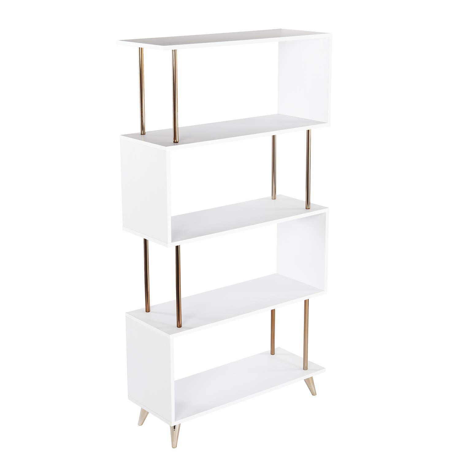 SEI Furniture Beckerman Bookcase - Gold Finish, Modern Bookshelf for Home & Office, AMZ9753ZH - Perfect for Living Room, Bedroom, or Study Organization