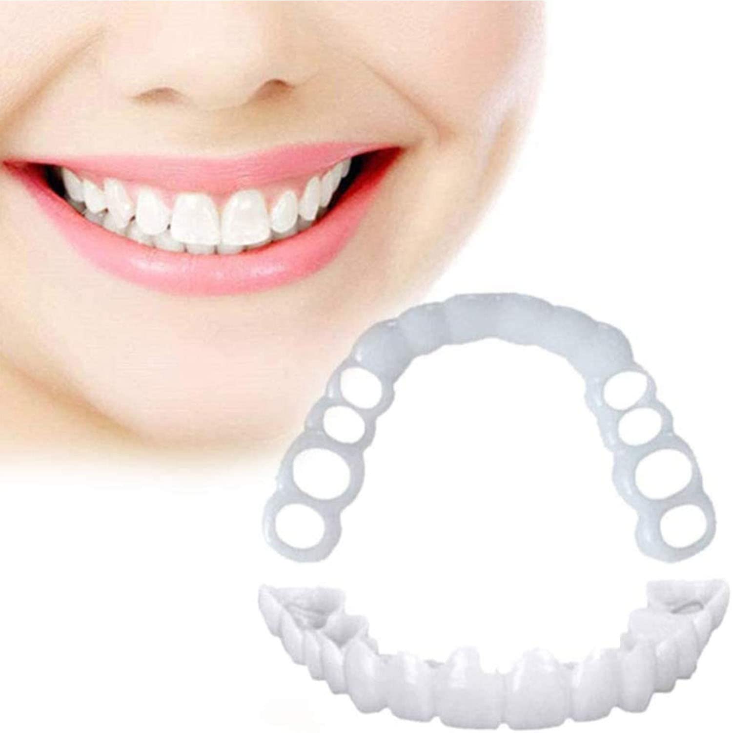 3 Pairs of Temporary Cosmetic Dentures - Top & Bottom Fake Teeth for Men & Women | Teeth Whitening & Bad Teeth Solution for Smile Makeover, Cosplay & Dental Emergencies