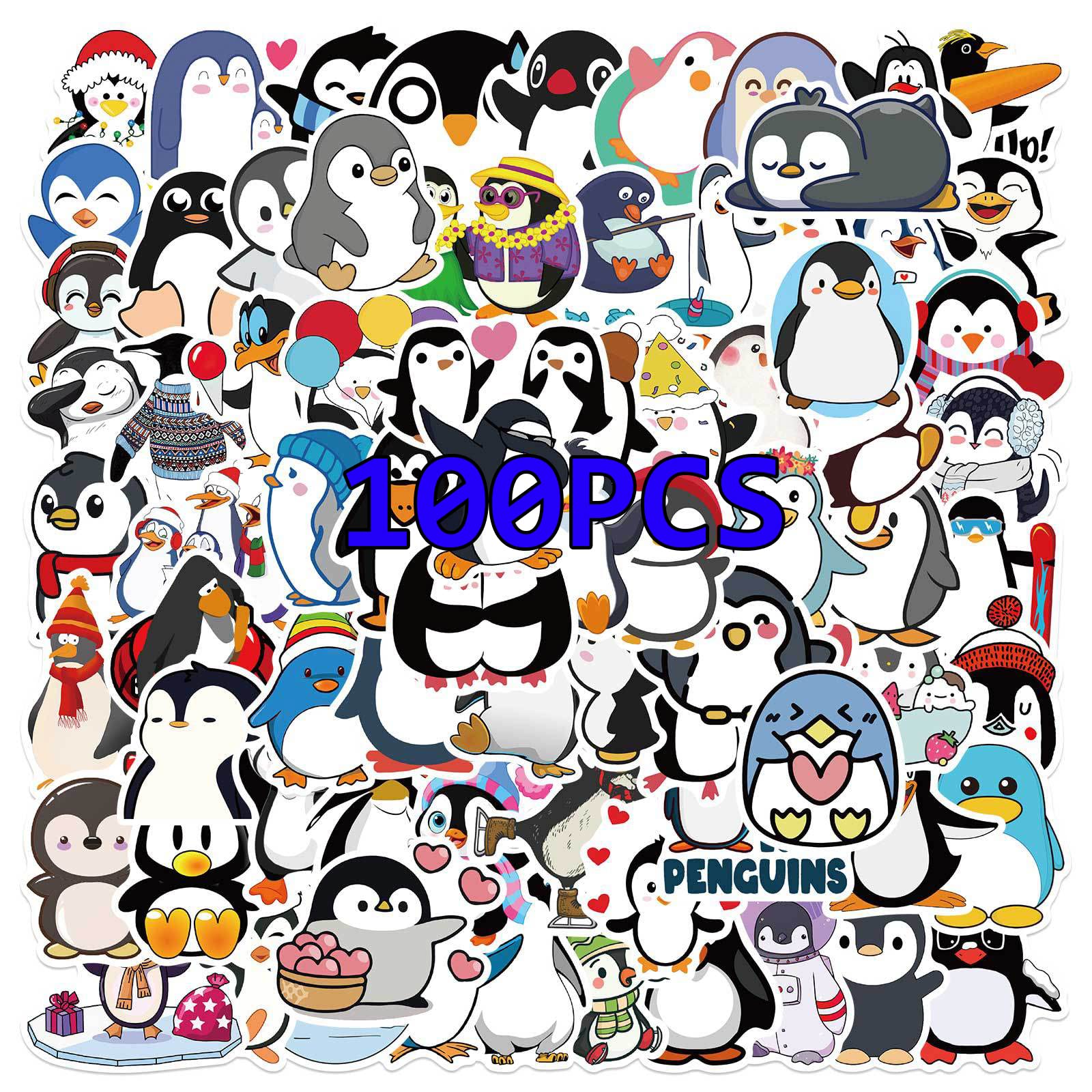 100PCS Cute Penguin Stickers - Waterproof Vinyl Cartoon Animal Stickers for Laptop, Skateboard, Water Bottle, Bike, Phone, Guitar & Luggage - Perfect for DIY Crafts, Scrapbooking & Kids Decorations