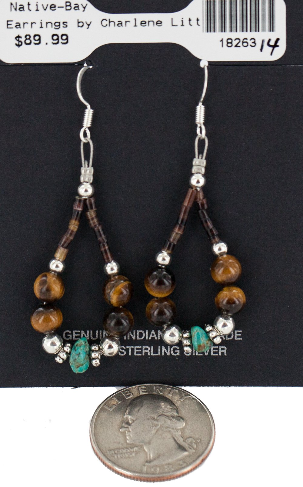 Loma Siiva Sterling Silver Turquoise Tigers Eye Hoop Dangle Earrings - Certified 925 Silver Hooks - Elegant Boho Jewelry for Women - Perfect for Parties, Weddings & Everyday Wear