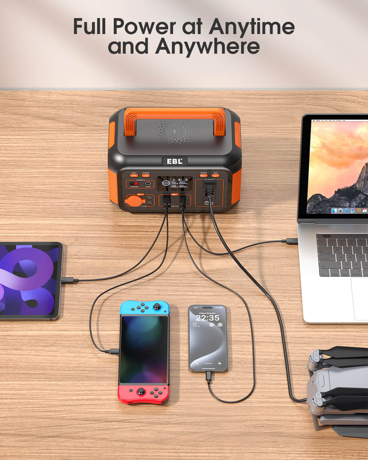 EBL P300 Mini Portable Power Station 300W - Compact Solar Generator for Camping, Outdoor Adventures & Emergency Backup Power