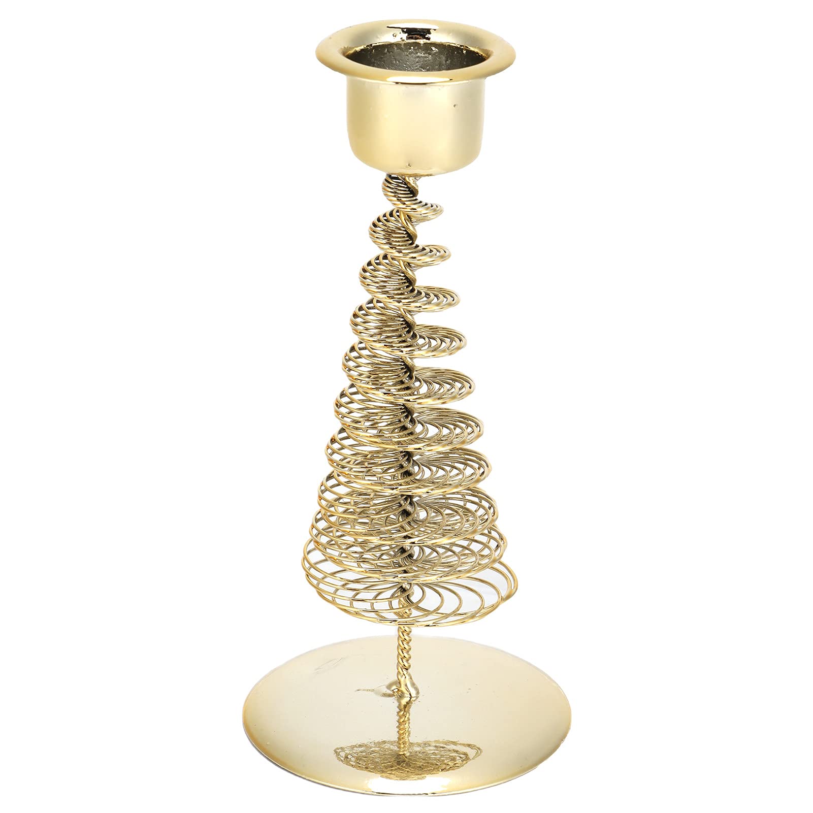 Elegant Gold Candlestick Holder with Bell - Vintage Metal Christmas Tree Candle Stand for Pillar Candles - Holiday Tabletop Decor for Christmas Party, Wedding, and Home Decoration