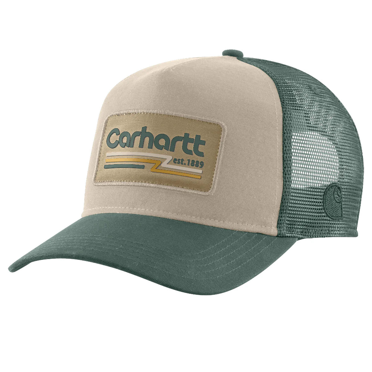 Canvas Mesh Back Logo 1889 Patch Cap - Frosted Balsam Vintage Baseball Hat for Men - Perfect for Outdoor Sports, Casual Wear & Street Fashion