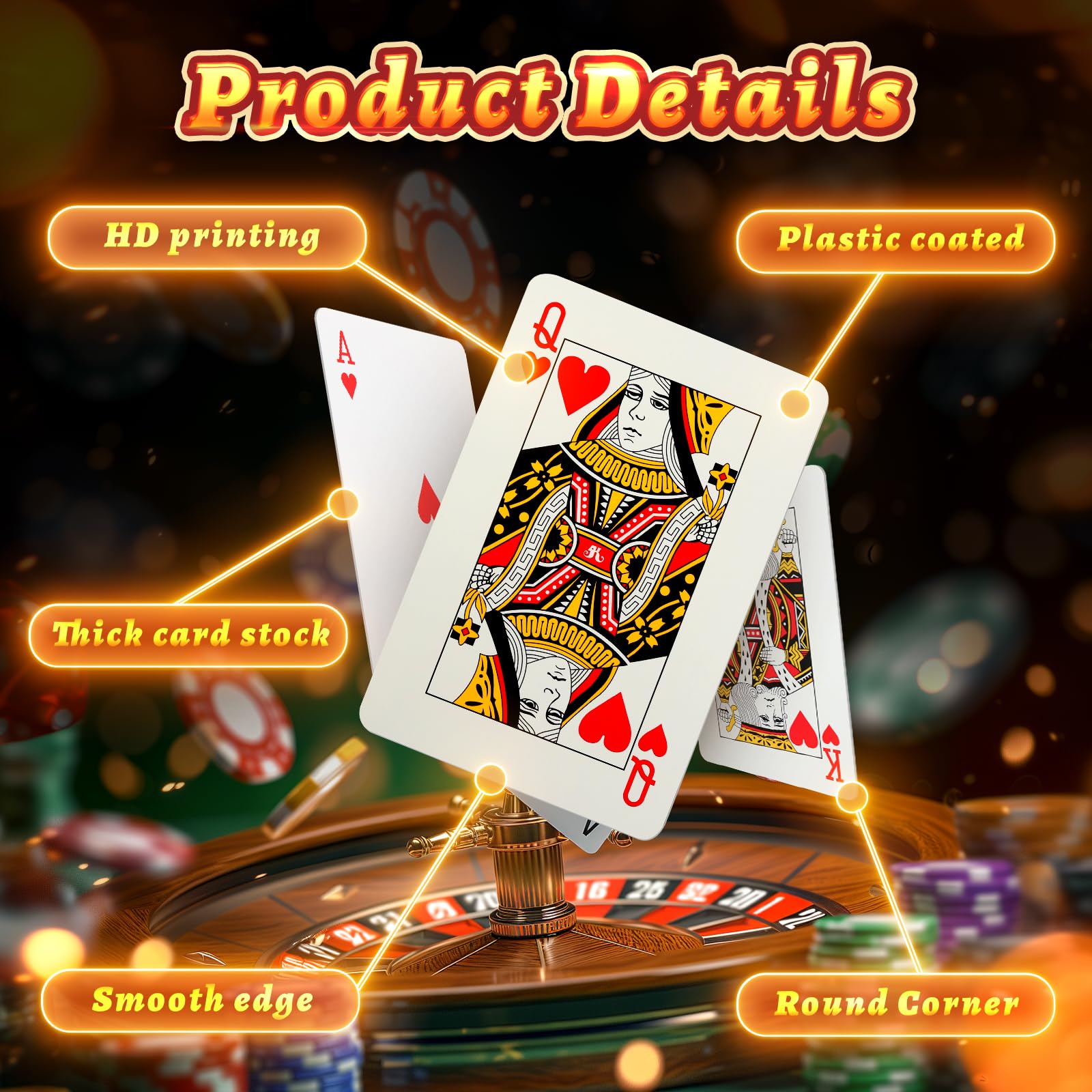Giant Playing Cards 8x11 Inches - Jumbo Oversized Casino Cards (54-Pack) for Poker, Blackjack, Magic Tricks & Themed Party Decorations | Perfect for Game Nights, Casino Parties & Outdoor Events