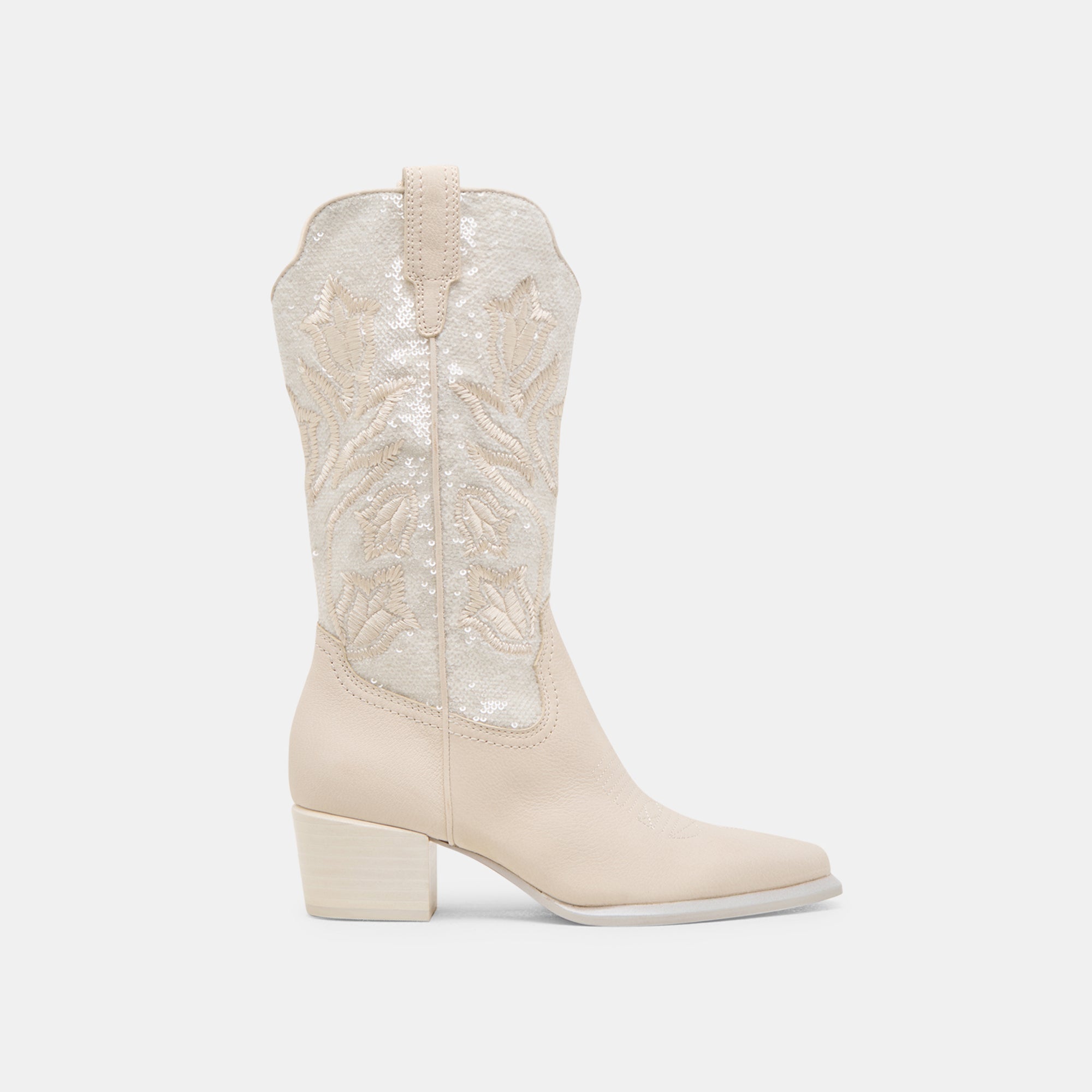 VORAH Pearl Boots - Women's Creme Sequin Ankle Boots for Party, Wedding & Evening Wear | Stylish & Comfortable Heels for Special Occasions