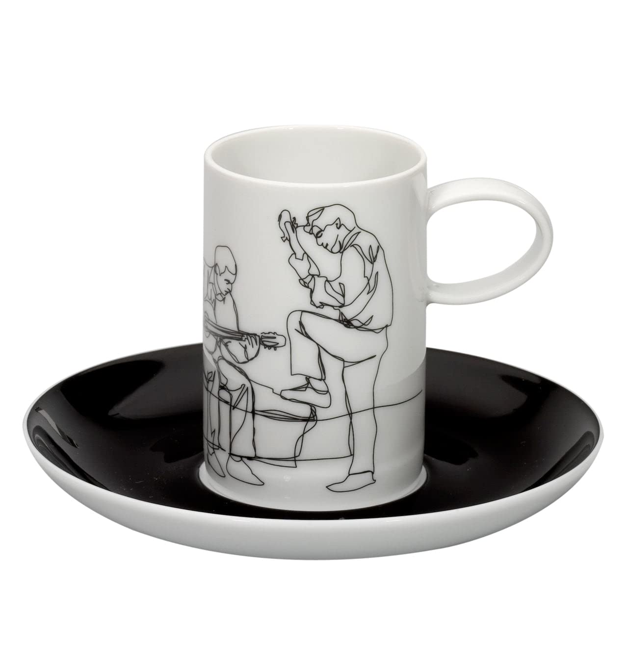 Vista Alegre Fado Porcelain Coffee Cup Set - 4 Elegant Cups & Saucers for Espresso, Tea, or Cappuccino - Perfect for Home, Cafe, or Gift Giving