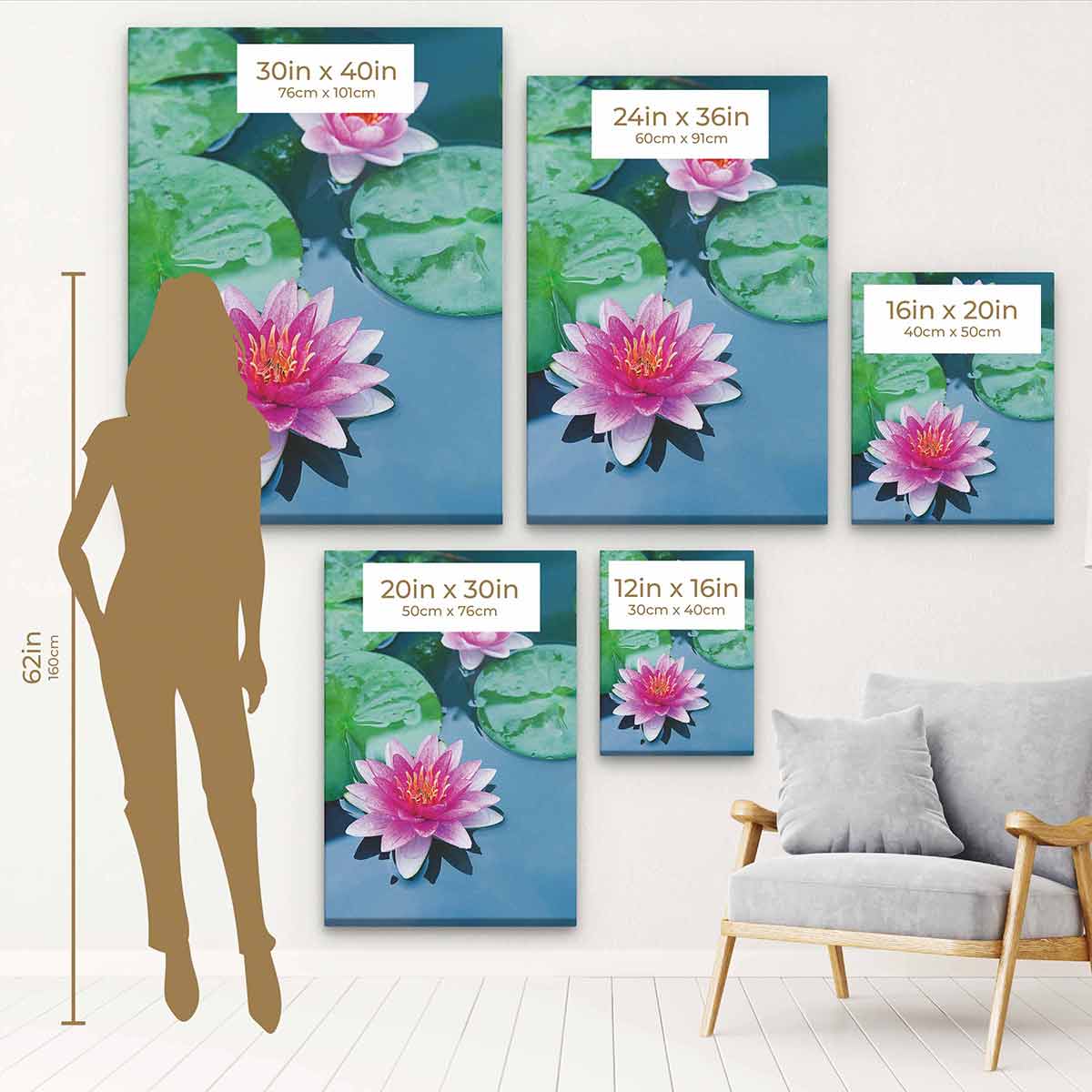 Pink Lotus Wall Art Canvas 17x18 Inches - Handmade Floral Home Decor for Living Room, Bedroom & Office - Perfect for Meditation Spaces & Yoga Studios