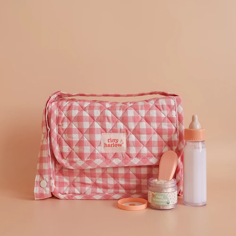 Tiny Nurturers Doll Accessory Set - Pink Gingham Outfit for 18