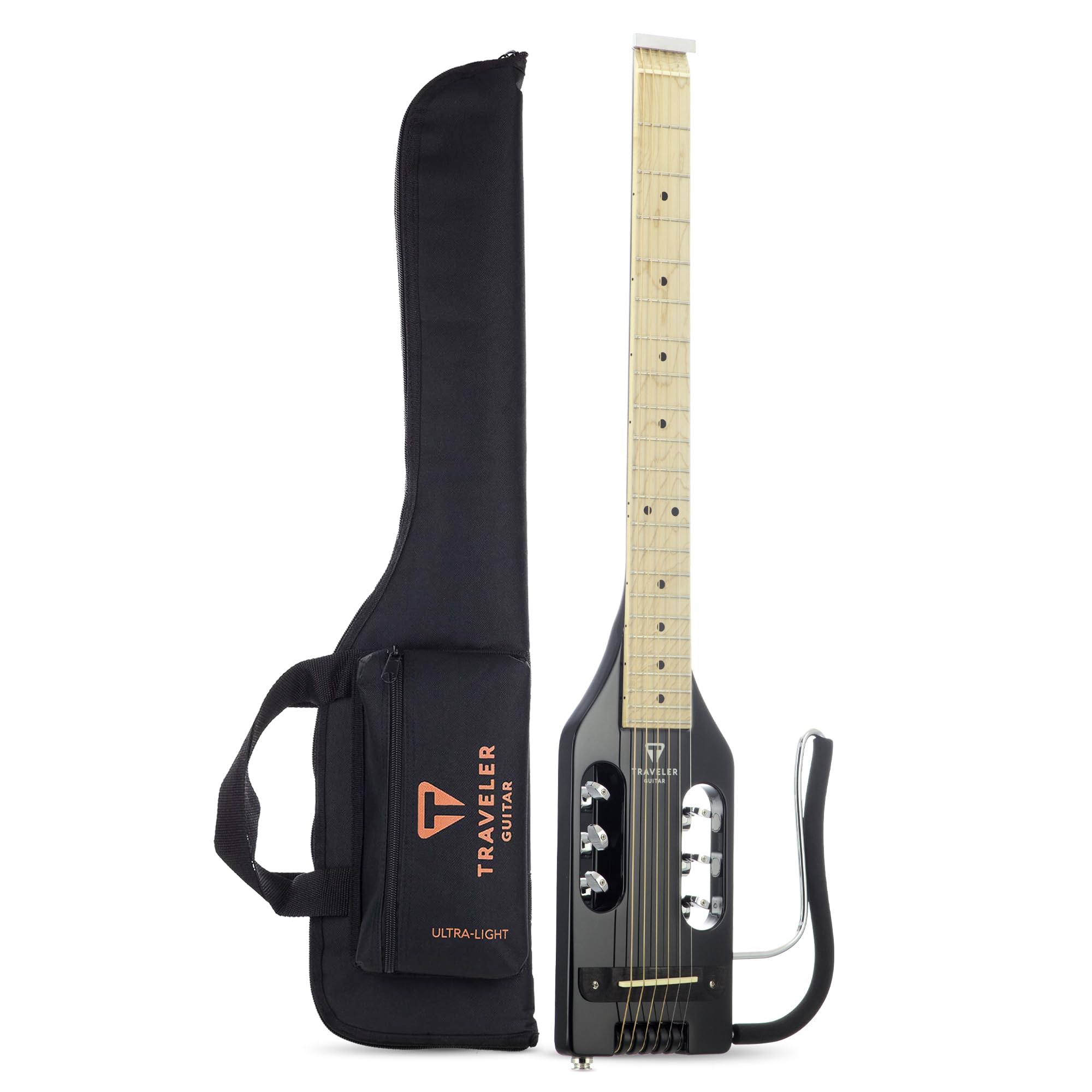 Ultra-Light Travel Acoustic-Electric Guitar - Black Gloss Finish | Portable for Camping, Busking & Small Spaces | Perfect Travel Companion for Musicians