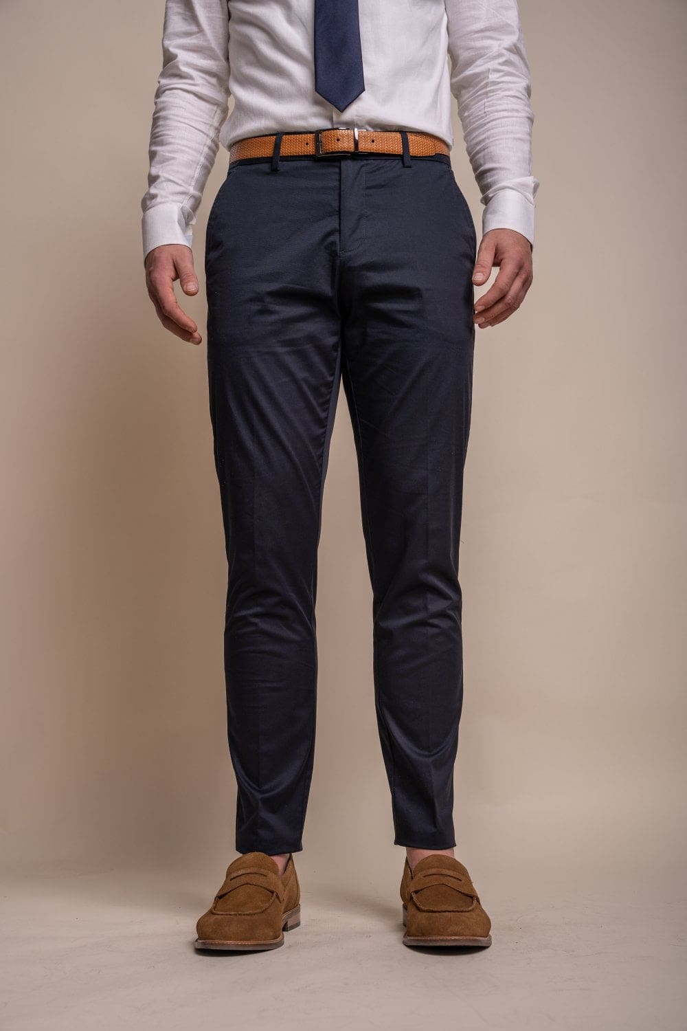 Cavani Mario Navy Men's Dress Pants - Slim Fit Formal Trousers for Business, Office & Wedding Attire