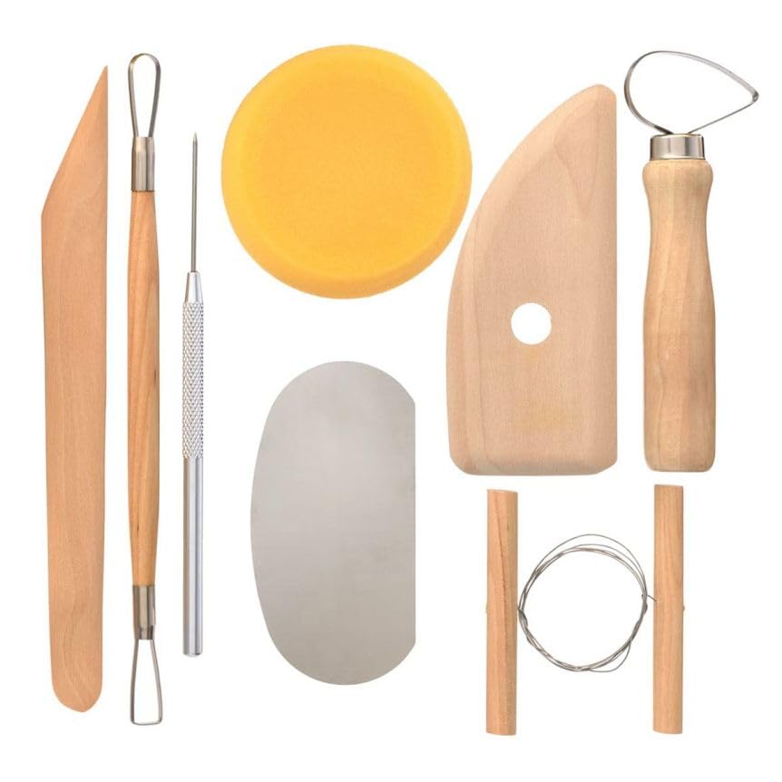 PTK Pottery Tool Kit - 12-Piece Professional Ceramic Sculpting Set for Clay Modeling, Carving & Trimming - Perfect for Artists, Hobbyists & DIY Pottery Projects