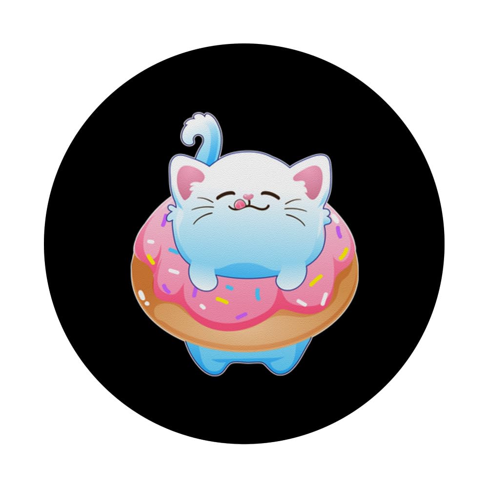 Funny Donut Cat PopSockets - Swappable PopGrip for Phone & Tablet - Perfect Gift for Kitty Lovers (Men, Women, Kids) - Great for Work, School & Travel Accessories