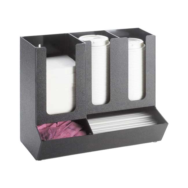 Cal Mil 1013 Classic Cup, Lid & Straw Organizer - Black | Countertop Drinkware Storage for Coffee Mugs, Tumblers & Accessories | Perfect for Kitchen, Office or Coffee Station Organization
