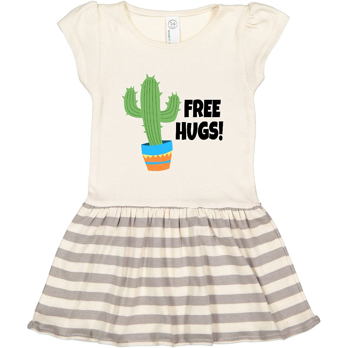 Inktastic Free Hugs with Cactus Plant Toddler Dress - Soft Cotton Baby Girl Outfit for Playdates, Daycare & Family Photos