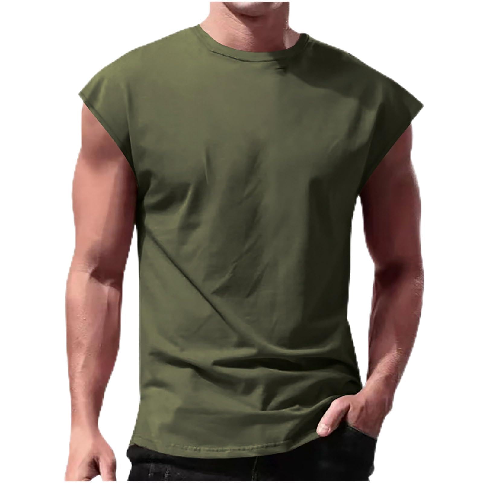 Wodceeke Men's Summer Tank Tops - Breathable Sleeveless Gym Shirts for Workout, Beach & Casual Wear - Moisture Wicking Solid Color Undershirts for Dads & Guys - Perfect for Fitness, Running, Yoga & Outdoor Activities