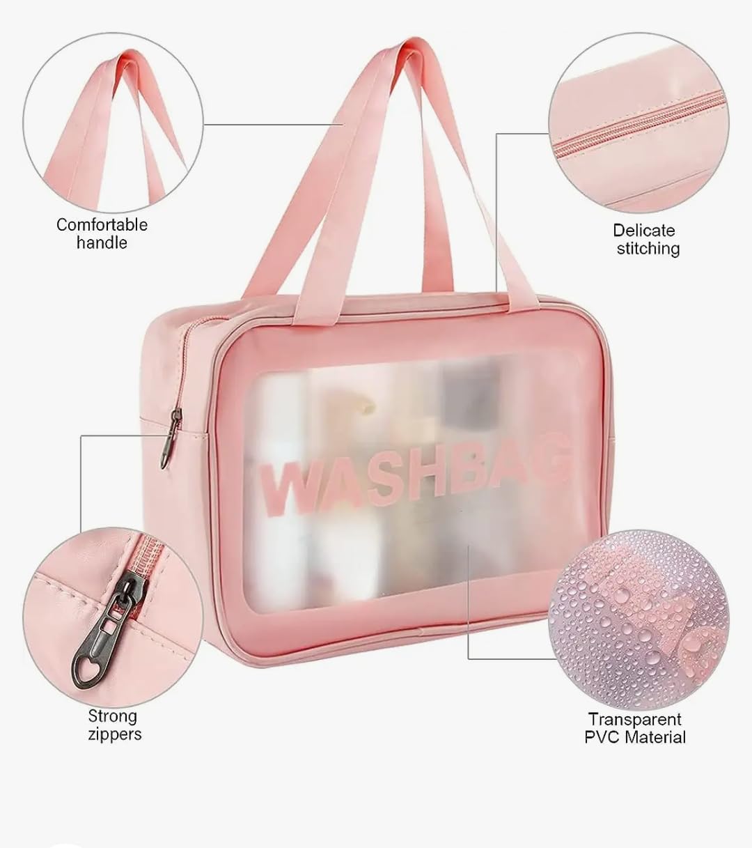 MK SARRE Large Clear PVC Toiletry Bag - Waterproof Travel Cosmetic Organizer for Men & Women - Perfect for Airplane Carry-On, Gym, and Vacation Essentials