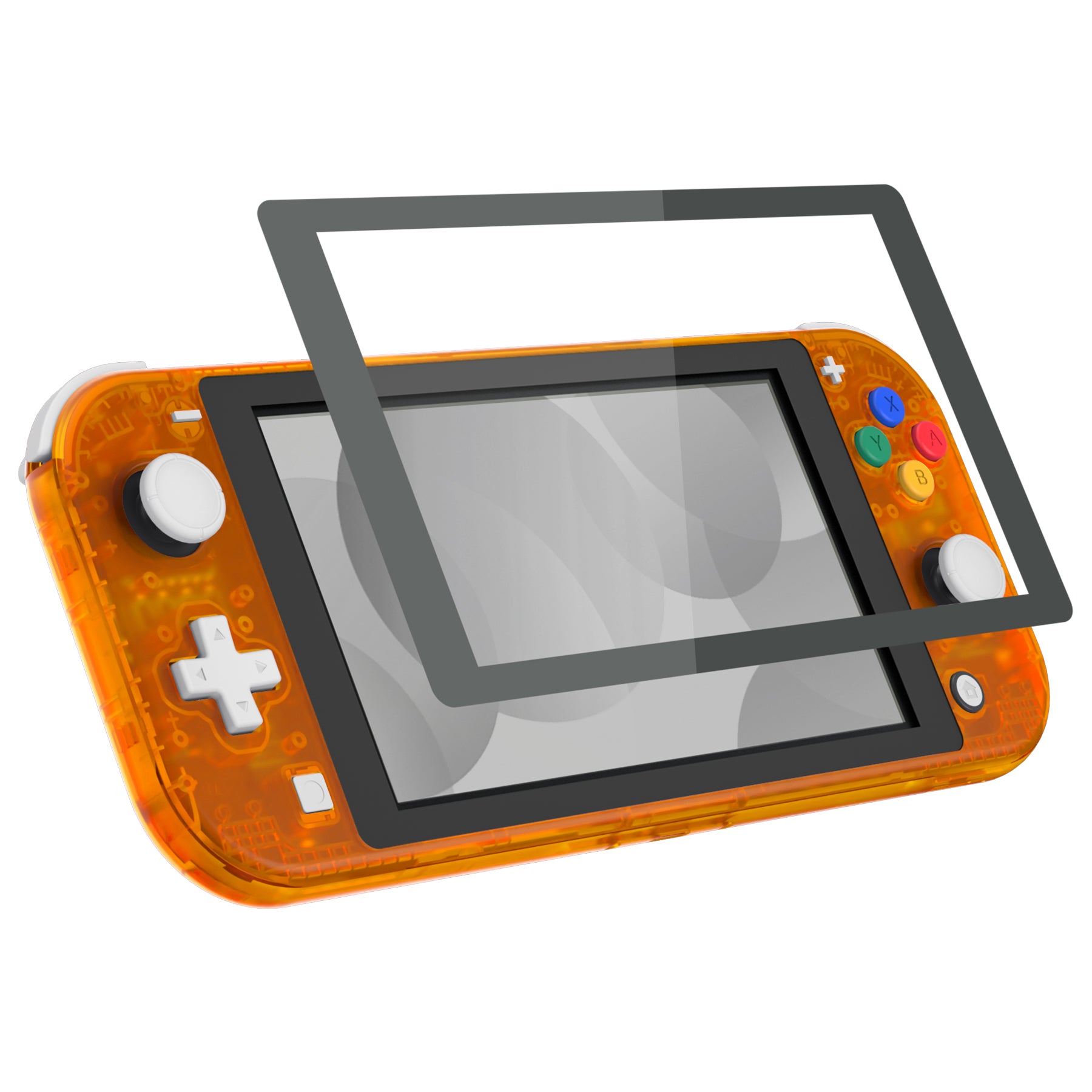 eXtremeRate Clear Orange DIY Replacement Shell for Nintendo Switch Lite - Custom Controller Housing with Screen Protector | Perfect for Gaming Enthusiasts & DIY Modders | Upgrade Your NSL Handheld Experience
