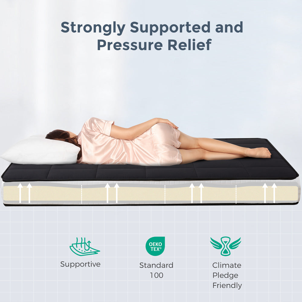 MAXYOYO 8 Inch Futon Mattress - Extra Thick Square Floor Mattress & Mattress Topper Pad in Black | Perfect for Guest Beds, Dorm Rooms, and Floor Sleeping