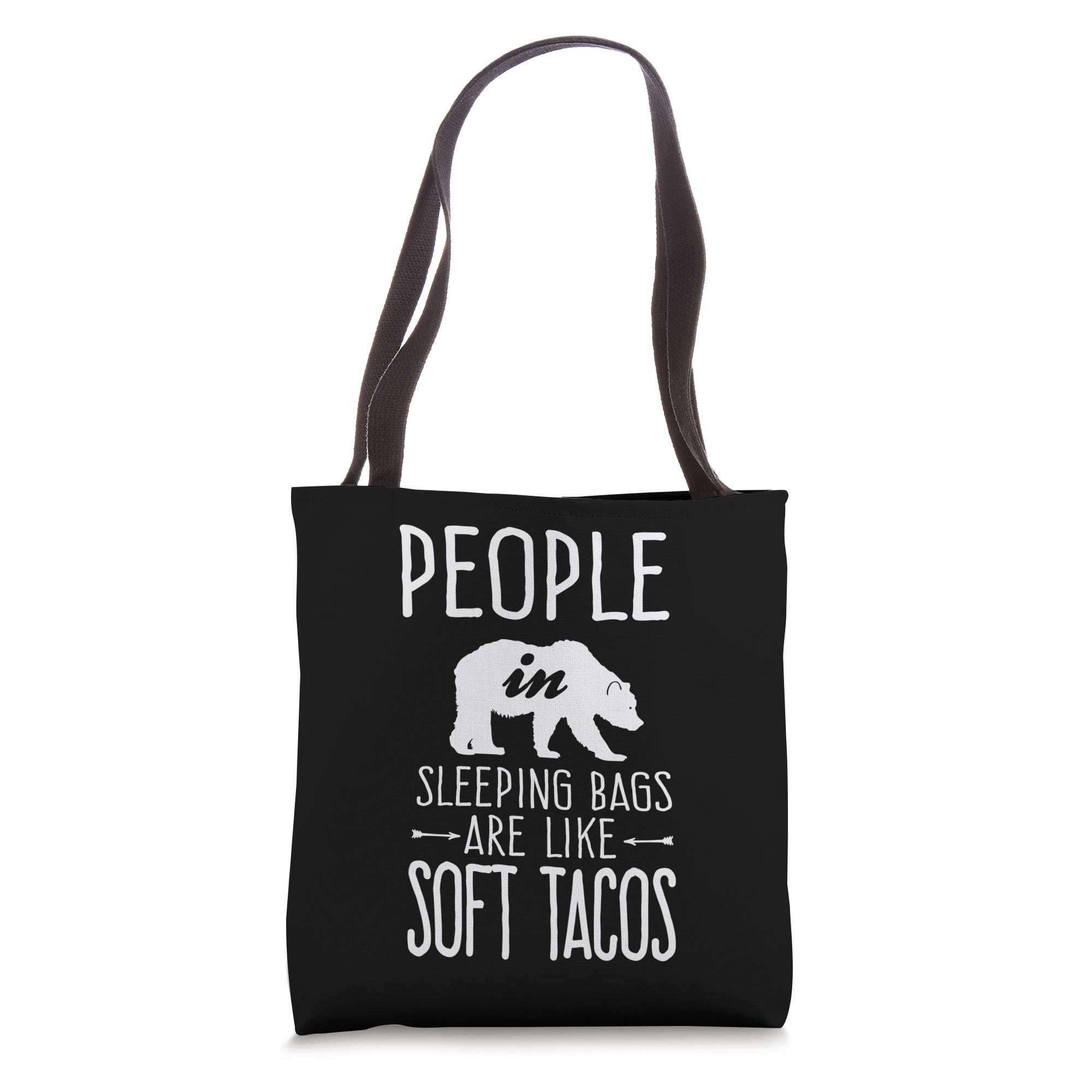 Funny Soft Tacos Tote Bag - People in Sleeping Bags Design - Perfect for Beach, Camping & Grocery Shopping