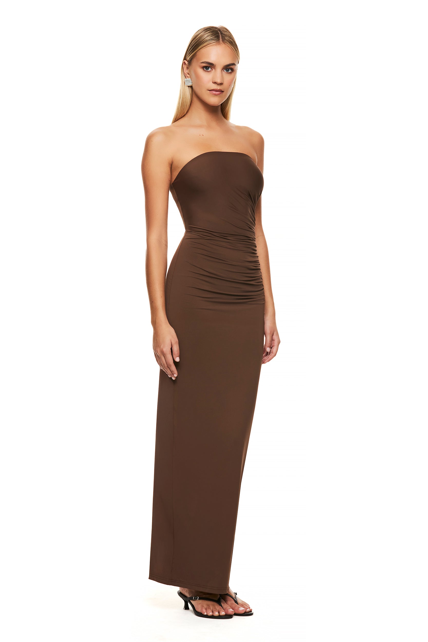 Evelyn Chocolate Brown Dress for Women - Elegant & Stylish Party Wear for Evening Events, Weddings & Date Nights