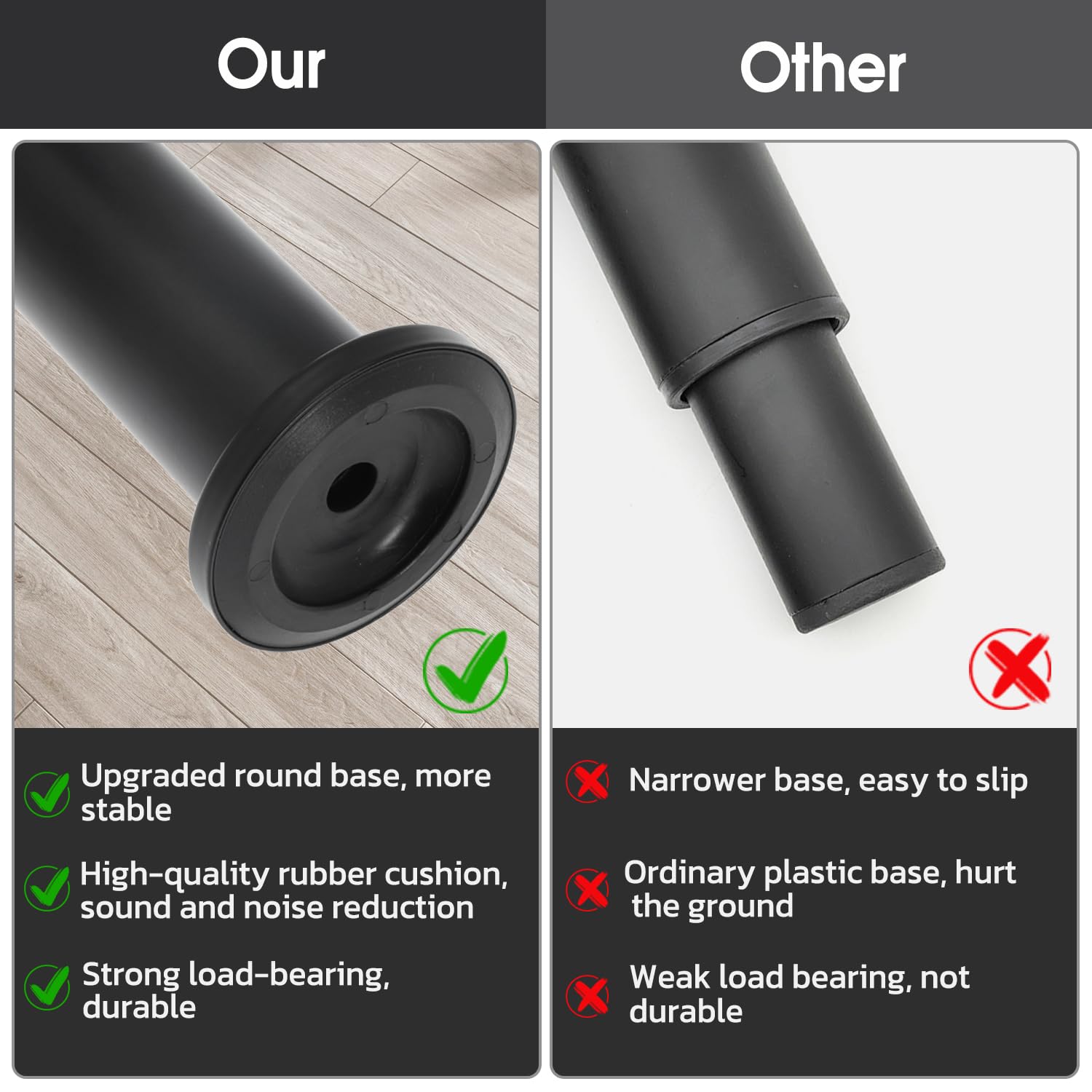 Heavy Duty Adjustable Bed Support Legs 7.08-12.6 Inch - Metal Replacement Legs for Bed Frame, Sofa, Table & Furniture Cabinet | Perfect for Bedroom, Living Room & Office Furniture Support