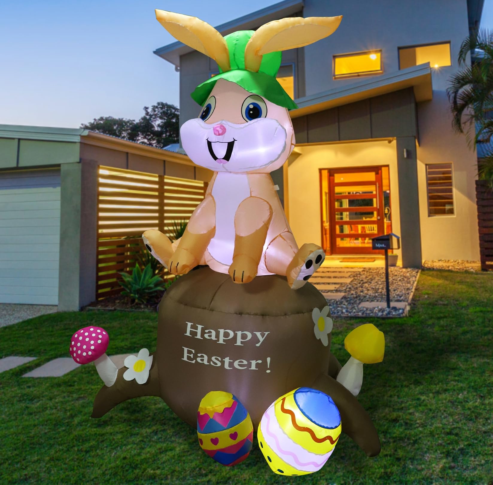 6FT LED Lighted Easter Bunny Inflatable Decoration - Outdoor Blow Up Bunny with Eggs for Holiday Party Yard Decor | Rabbit Style 2 | Perfect for Easter Celebrations, Garden Decorations & Spring Festivals