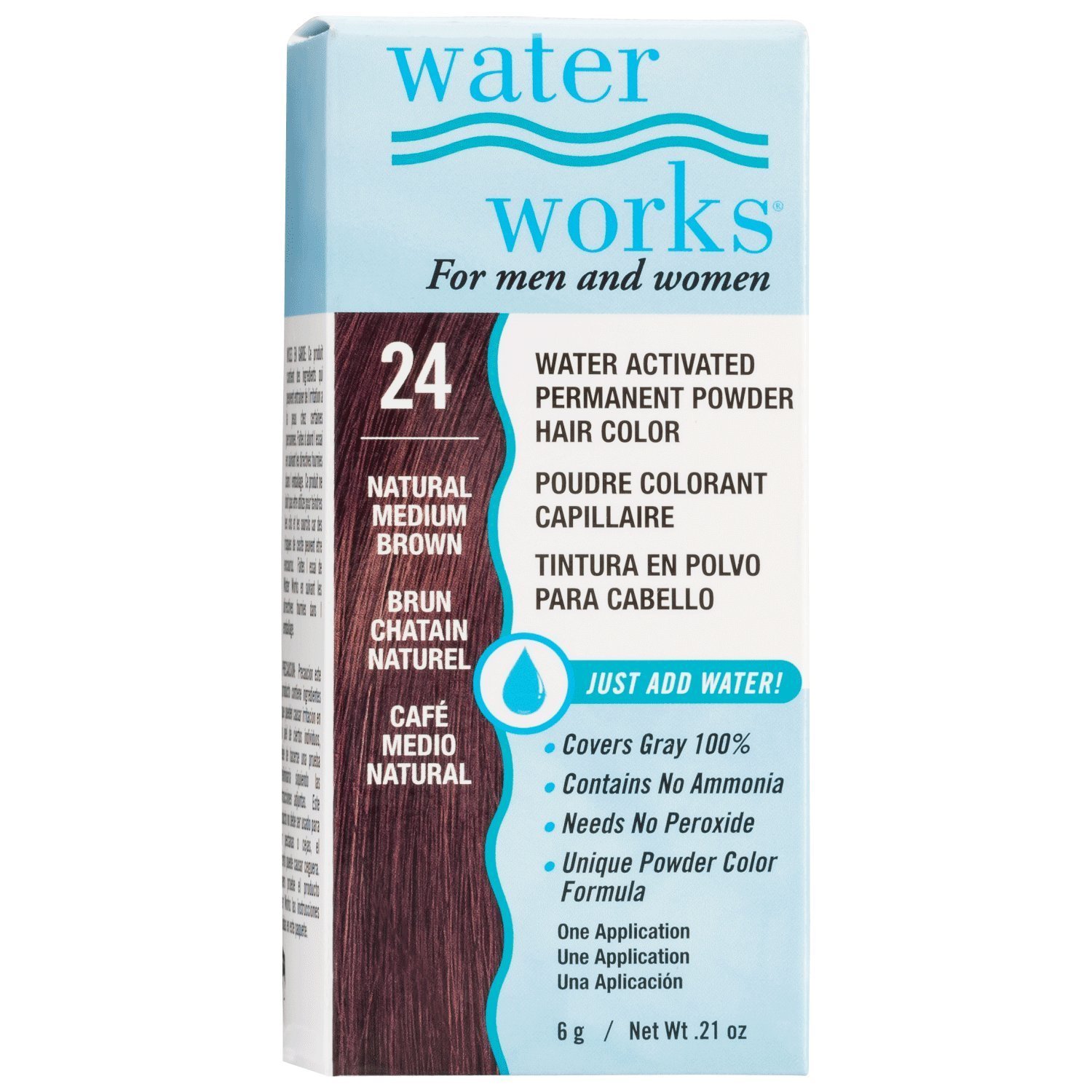 Permanent Powder Hair Color Natural Medium Brown - Long-Lasting, Easy Application for Home Use & Salon Styling