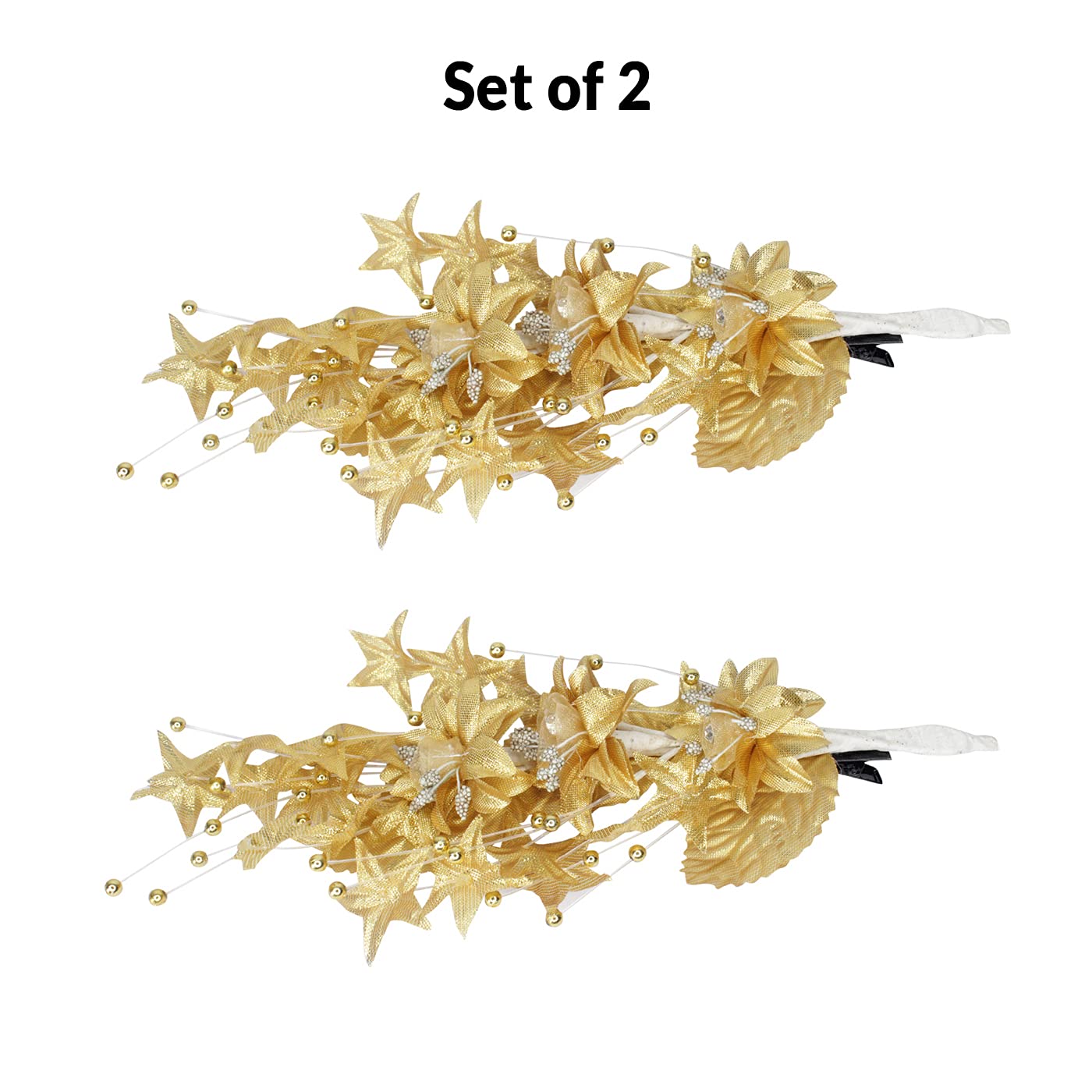 Majik Women's Artificial Flower Hair Pins Set of 2 - Elegant Floral Hair Clips for Weddings, Parties & Special Occasions - Perfect Bridal Hair Accessories for Prom, Dances & Formal Events
