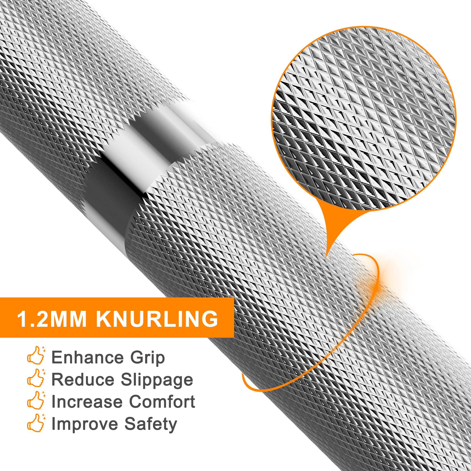 Holleyweb Olympic Barbell Bar 2 Inch EZ Curl Bar - Premium Weightlifting Bar for Biceps, Squats, Bench Press & Powerlifting - Heavy Duty Strength Training Bar for Home Gym & Professional Use