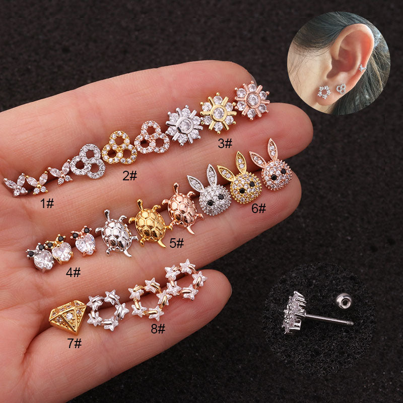 20G Surgical Steel Bunny Stud Helix Earrings for Cartilage Piercing | Hypoallergenic Body Jewelry for Women & Men | Perfect for Everyday Wear, Parties & Gifts
