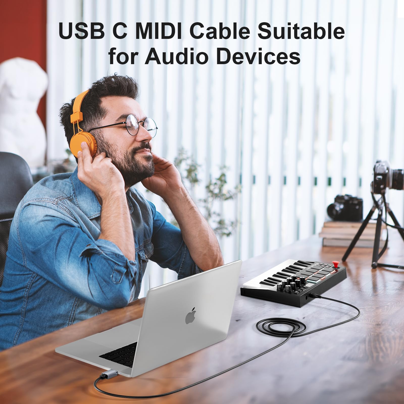 MeloAudio USB C MIDI Cable - Type C to USB 2.0 for Keyboard, iPad, MacBook - Studio & Live Performance