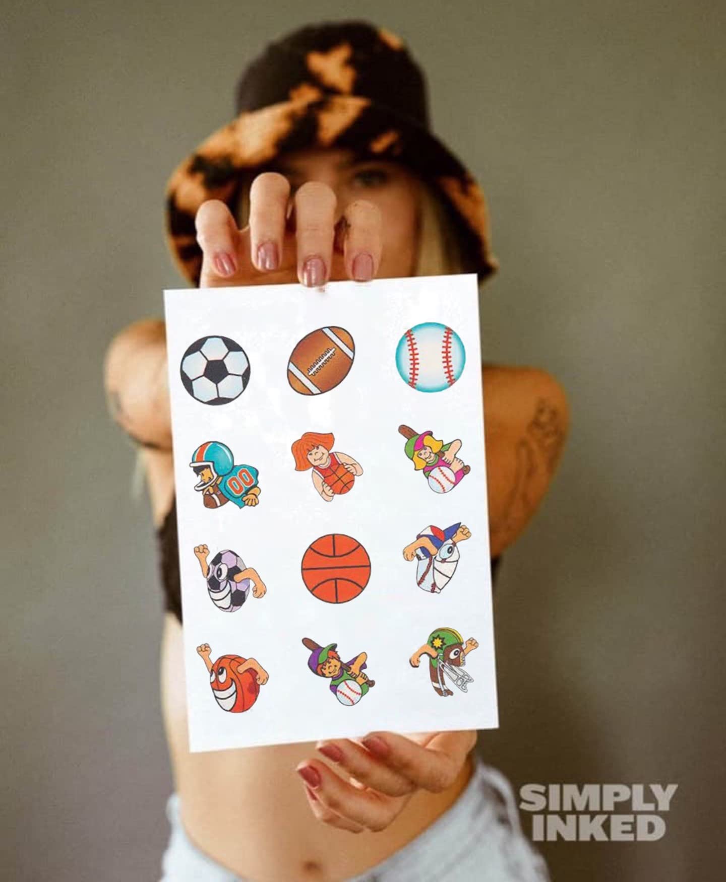 Waterproof Temporary Tattoos for Men Women Kids - Sports Bundle Design Fake Tattoo Stickers 5x7.5 Inch - Perfect for Parties, Sports Events & Costumes