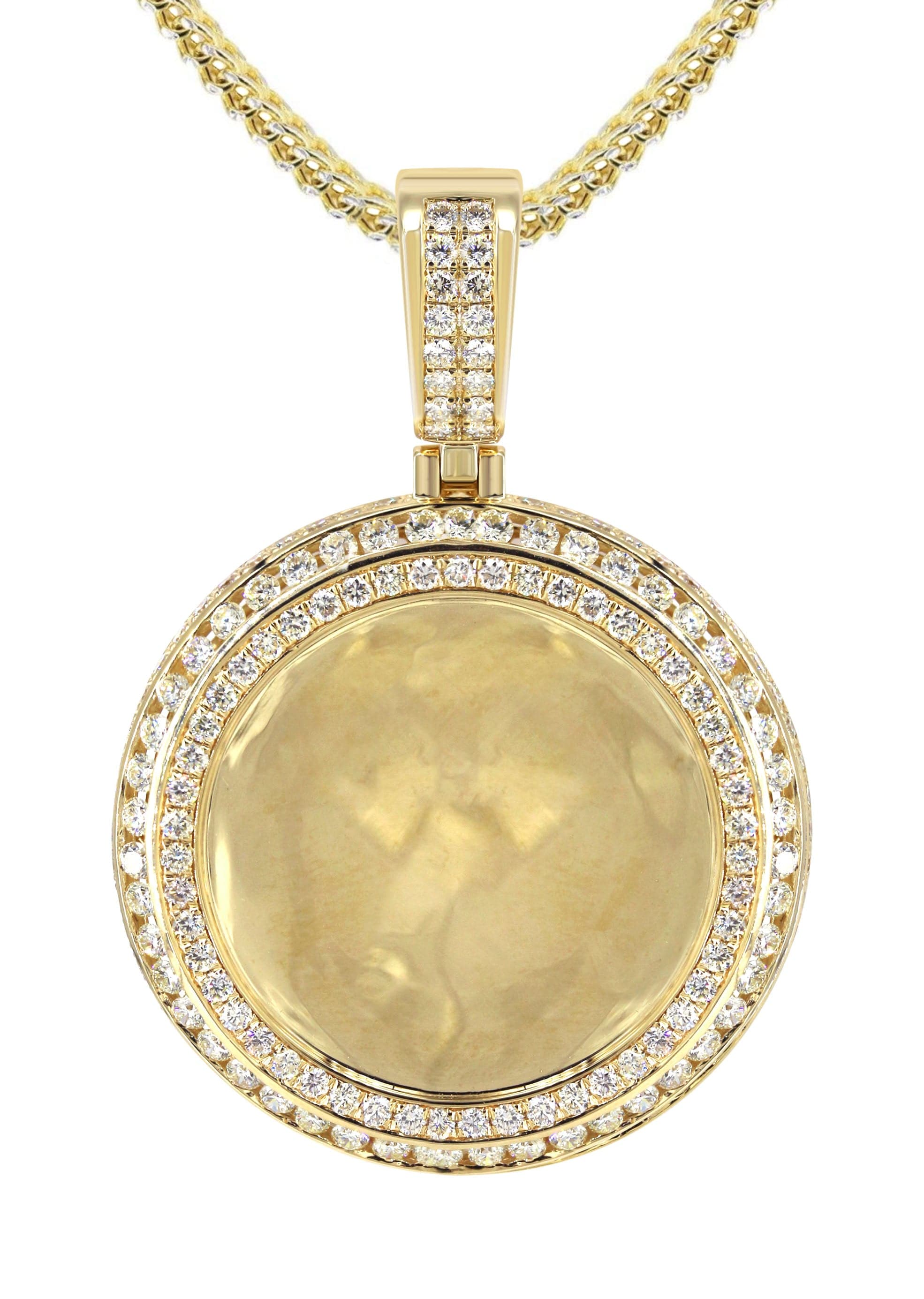 14K Yellow Gold Round Diamond Pendant Necklace | 4.25 Carats | 21 Grams | Elegant Gift for Women, Anniversary, Birthday, Valentine's Day