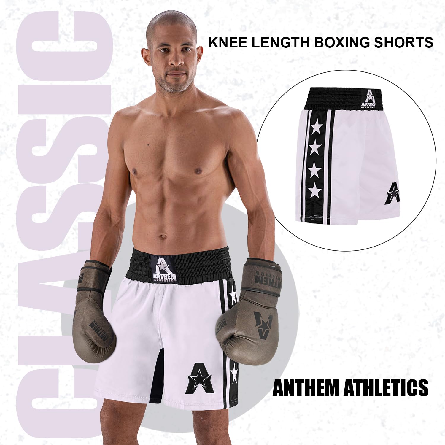 Anthem Athletics Classic Boxing Shorts for Men & Women - Machine Washable Muay Thai & Boxing Trunks - Perfect for Training, Sparring & Fitness Workouts