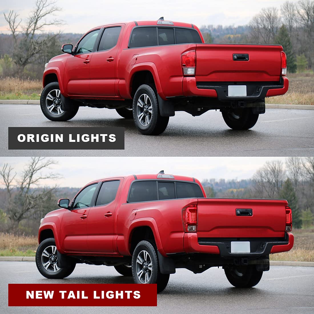 Nixon Offroad LED Tail Lights for 2016-2021 Toyota Tacoma - Red Lens LED Brake Lights & Turn Signals with DRL | Waterproof Rear Light Assembly Replacement for Tacoma Pickup Truck (Driver & Passenger Side) | Perfect for Off-Roading, Night Driving & Enhanced Safety