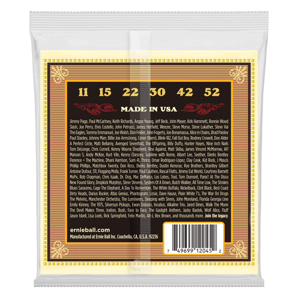 Ernie Ball Earthwood Silk & Steel Acoustic Guitar Strings - 11-52 Gauge, 80/20 Bronze Wound for Warm Tone | Perfect for Folk, Blues & Fingerstyle Playing