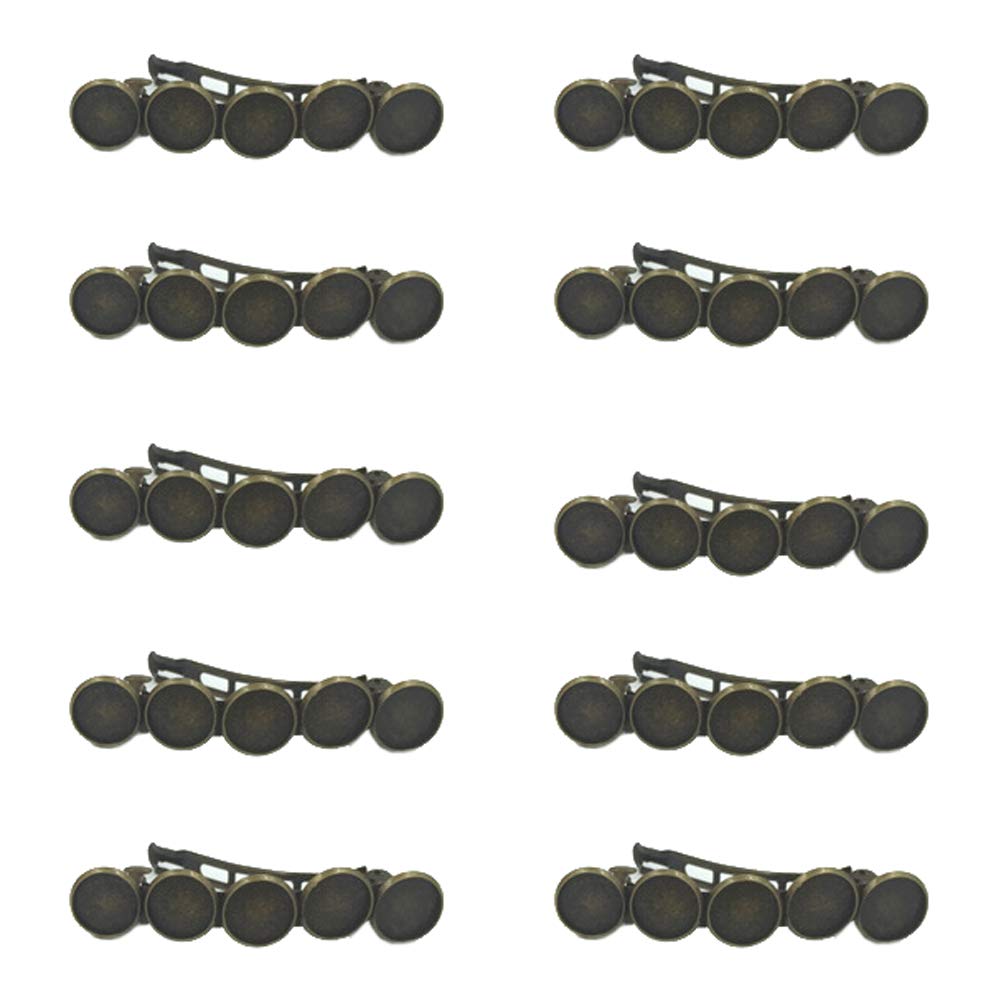 10-Piece Antique Bronze Metal Hair Clips with Blank Round Tray Base - DIY Hair Accessories for Women & Girls - Perfect for Crafting, Bridal, Cosplay, and Everyday Styling