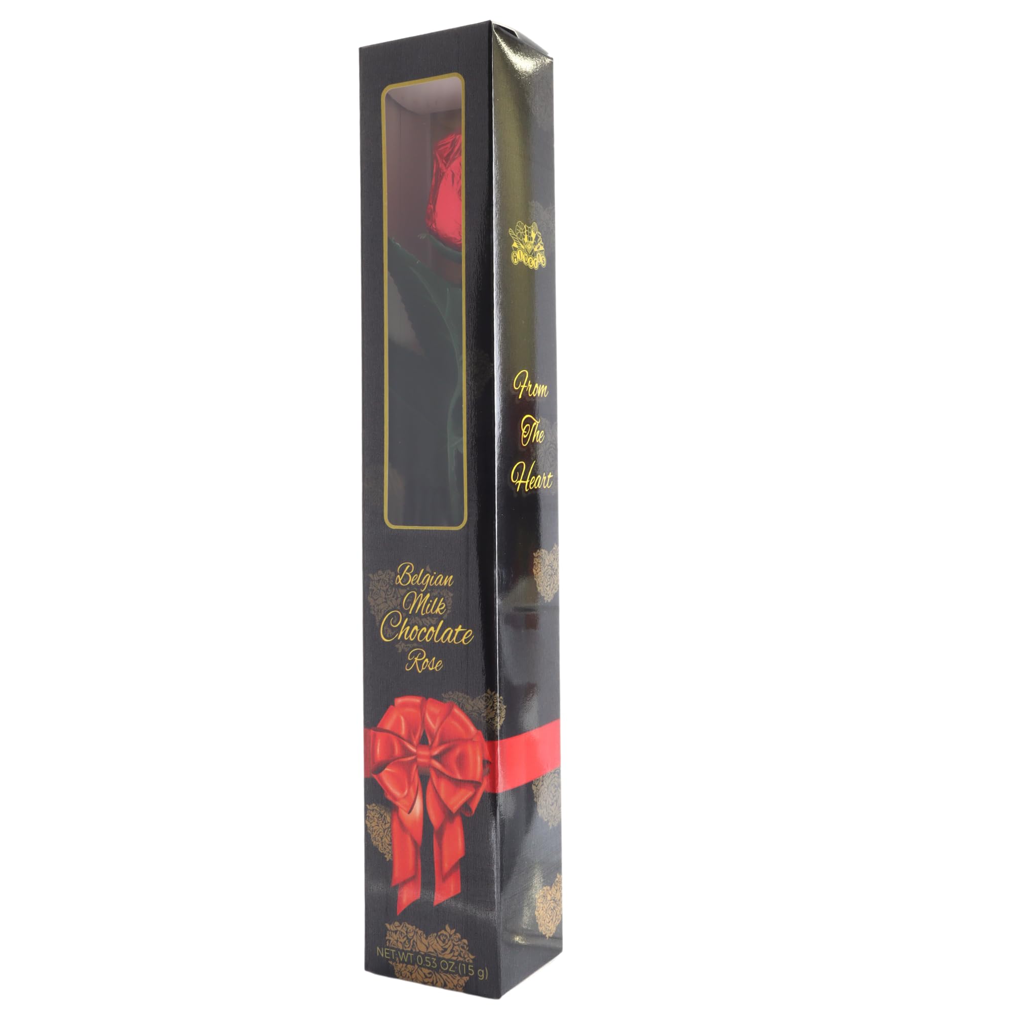Single Long-Stemmed Milk Chocolate Candy Rose 0.63 oz (18g) - Elegant Edible Chocolate Flower Gift for Valentine's Day, Anniversary & Romantic Occasions