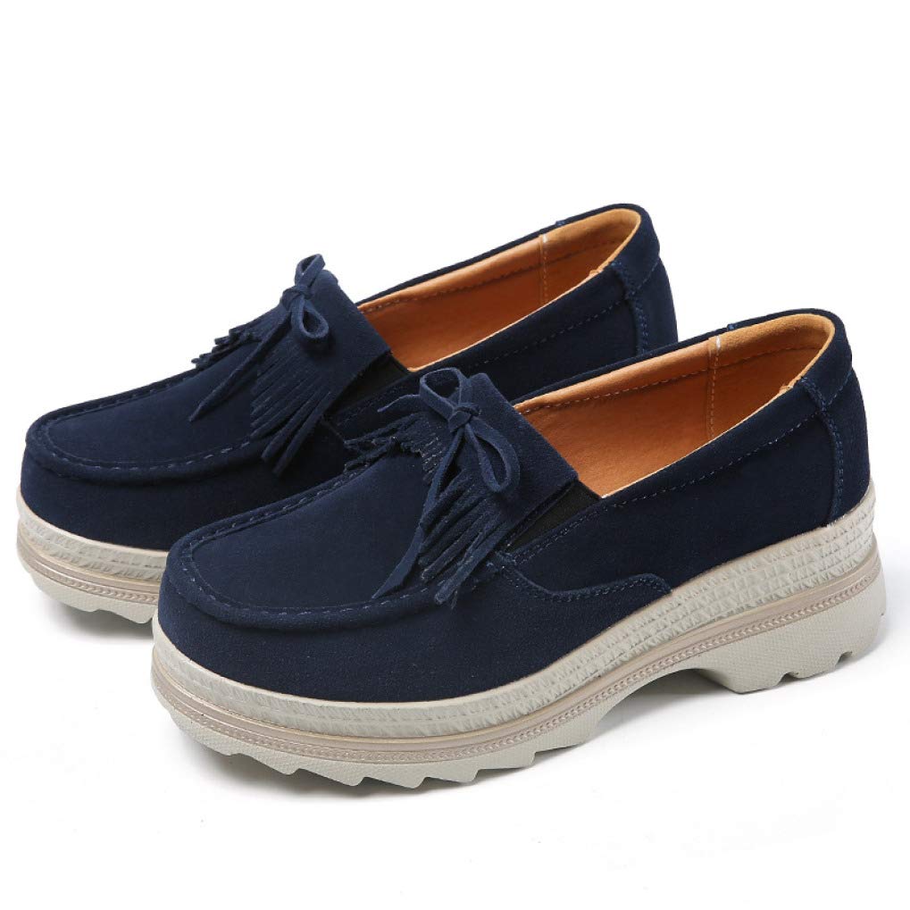 JOYBI Women's Platform Chunky Sneakers - Slip-On Loafers with Wide Toe Box | Comfortable Suede Moccasins for Casual Wear, Walking & Everyday Fashion