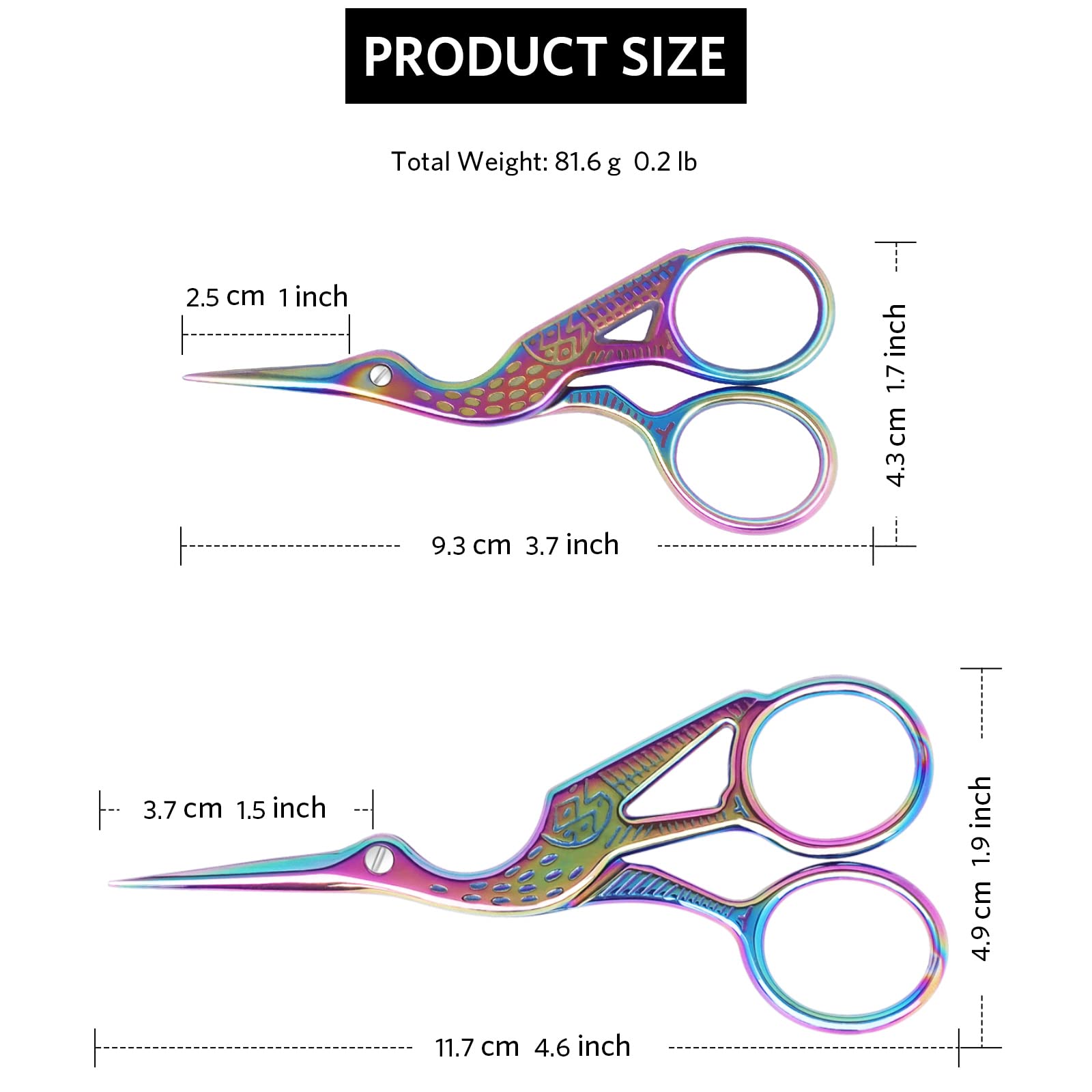 Premium Stainless Steel Embroidery Scissors Set - 3 Pack Sharp Stork/Crane Design Sewing Scissors for Needlework, DIY Crafts, Quilting & Fabric Cutting | Ideal for Professional Tailors & Home Sewing Projects