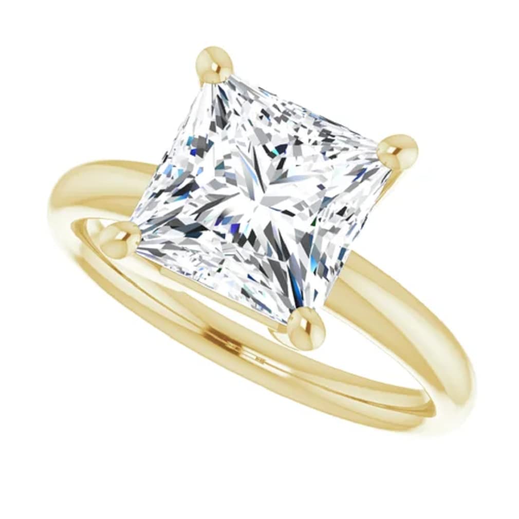 10K Solid Yellow Gold Handmade Engagement Ring - 2.0 CT Princess Cut Moissanite Diamond Solitaire Wedding Ring for Women, Bridal Proposal Jewelry Gift (Perfect for Anniversaries, Valentine's Day & Special Occasions)